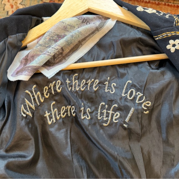 Rare Vintage DB Sport Jacket Women's Small Embroidered Black Blazer Floral - Picture 11 of 13